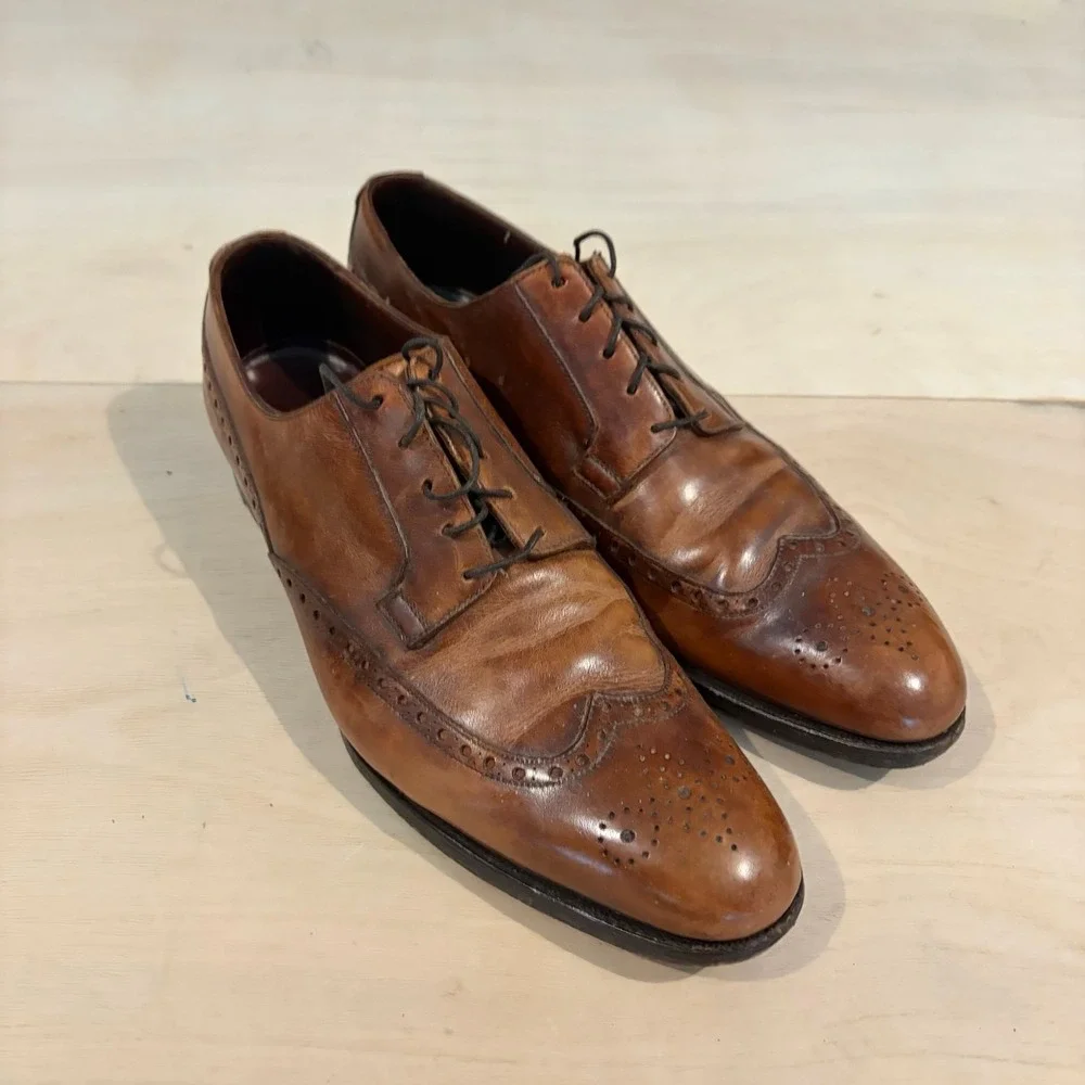 Crockett & Jones Wingtip Derby Men 10 Brown Leather Brogue Shoes England Crafted